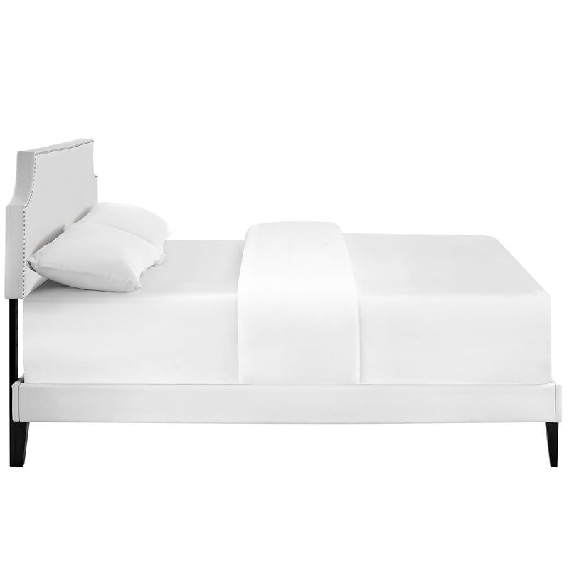 Modway Laura Queen Vinyl Platform Bed with Squared Tapered Legs in White image number 4