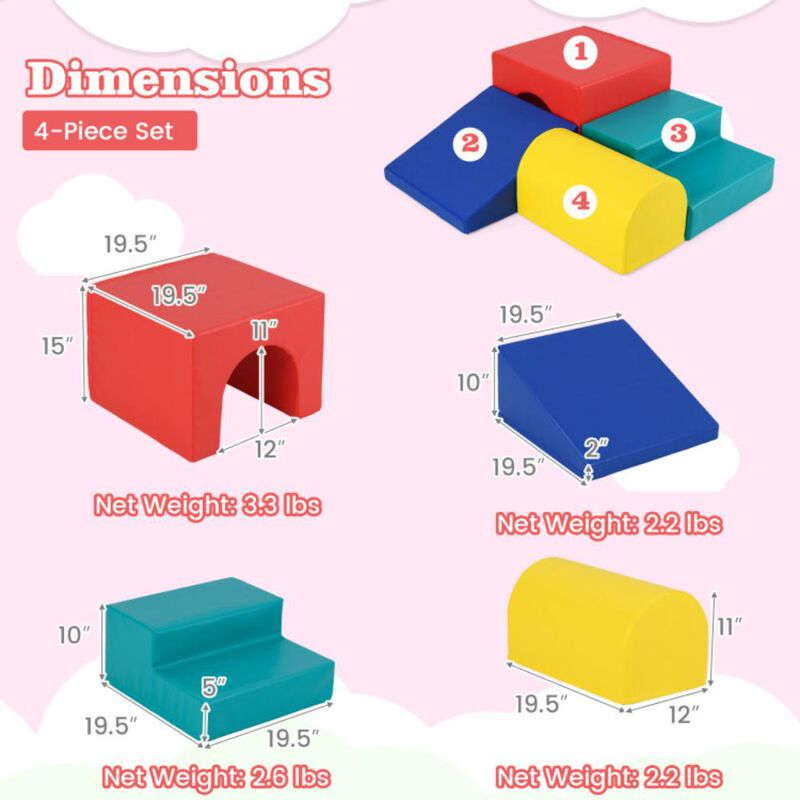 Hivvago Climb and Crawl Foam Block Play Set for Infant Baby