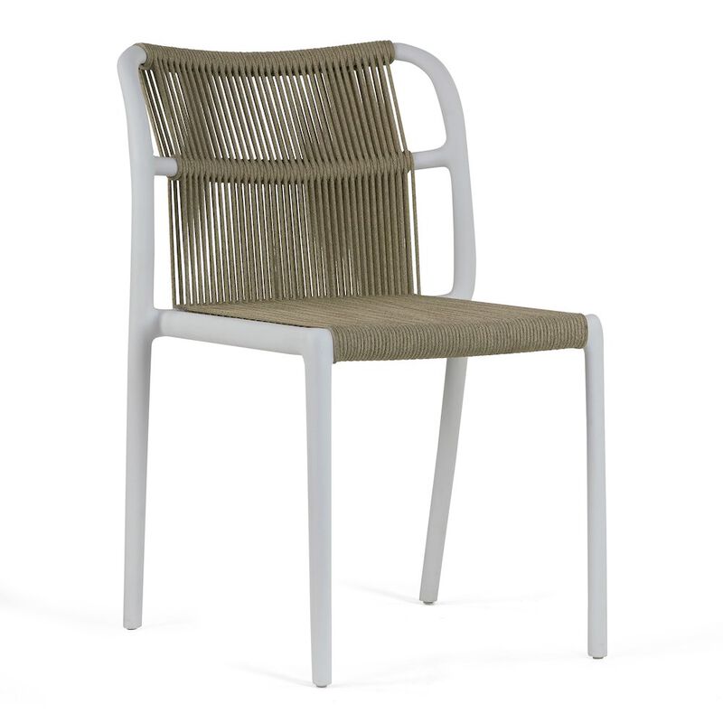 Glamour Home Set of 2 Belden Beige Woven Rope Fabric Dining Chair with Plastic Frame