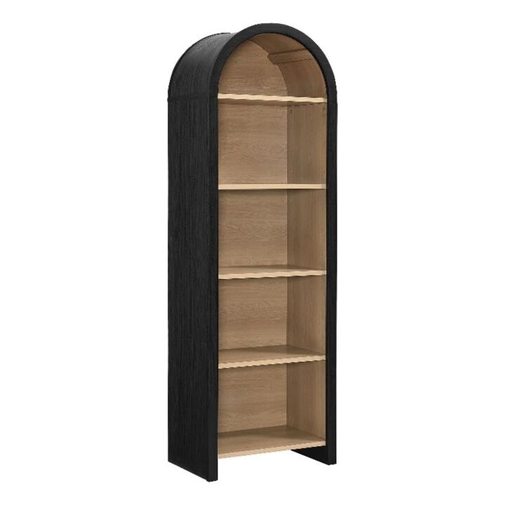 Modway Evie Modern Arched Narrow Bookcase in Black - 71 Inch Open Shelf Display Cabinet - Stylish 5-Tier Bookshelf for Living Room, Dining Room, or Home Office