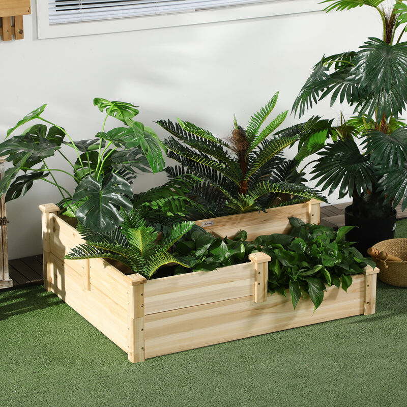 Hivvago 3-Tier Wooden Planter Box for Flowers & Vegetables image number 1