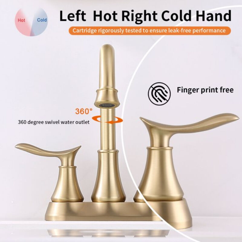 Centerset Bathroom Faucet, Brushed Gold Vanity Sink Faucet with Pop-Up Drain & Hoses image number 1