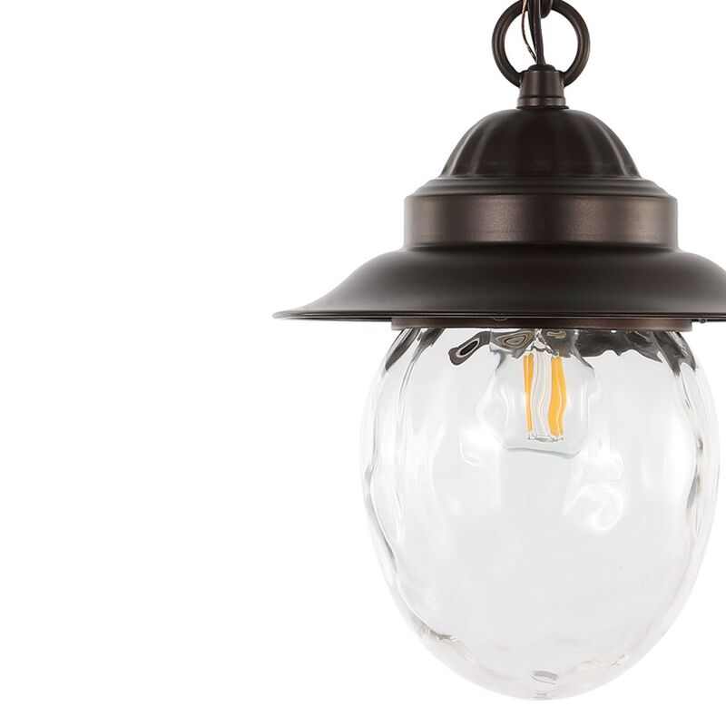 Manteo 8.25" 1-Light Farmhouse Industrial Iron/Glass Outdoor LED Pendant