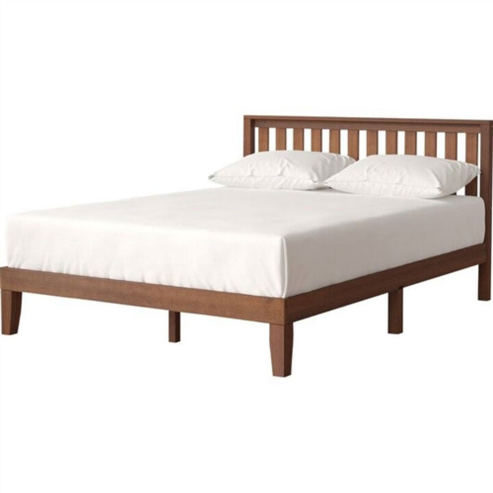 Solid Wood Platform Bed Frame with Headboard for Rustic or Modern Bedroom