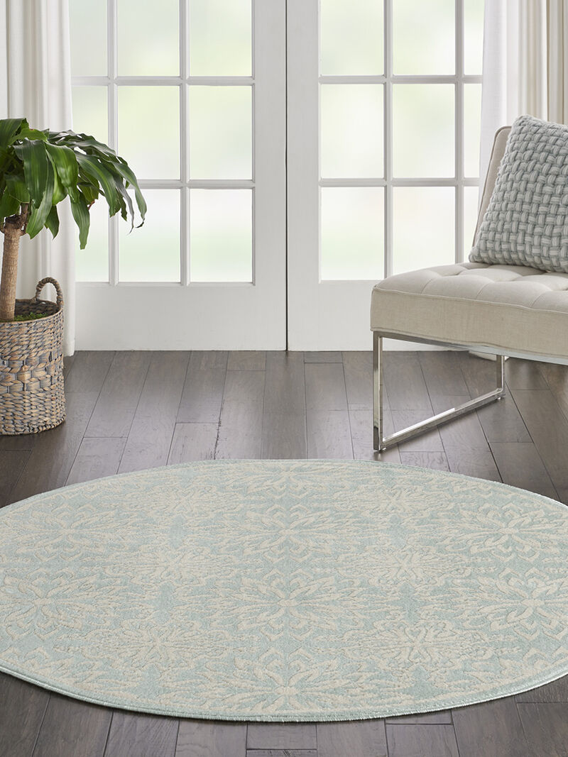 Jubilant JUB06 Ivory/Green 5'3" x Round Rug