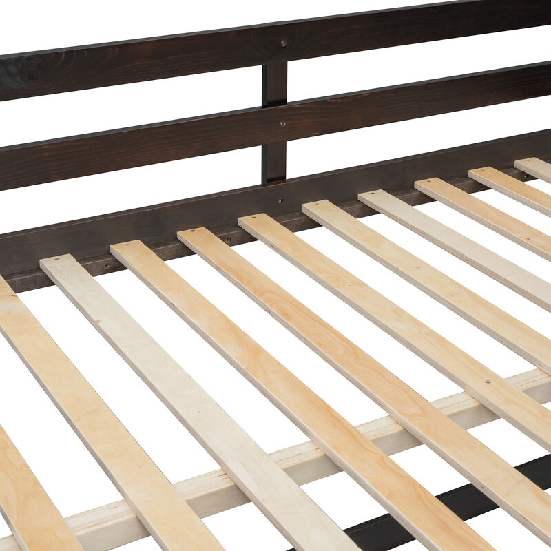 Whisen 92.4"x57" Full over Full Bunk Bed with 4 Drawers 3 Shelves, Solid Wood for Kids Bedroom image number 8
