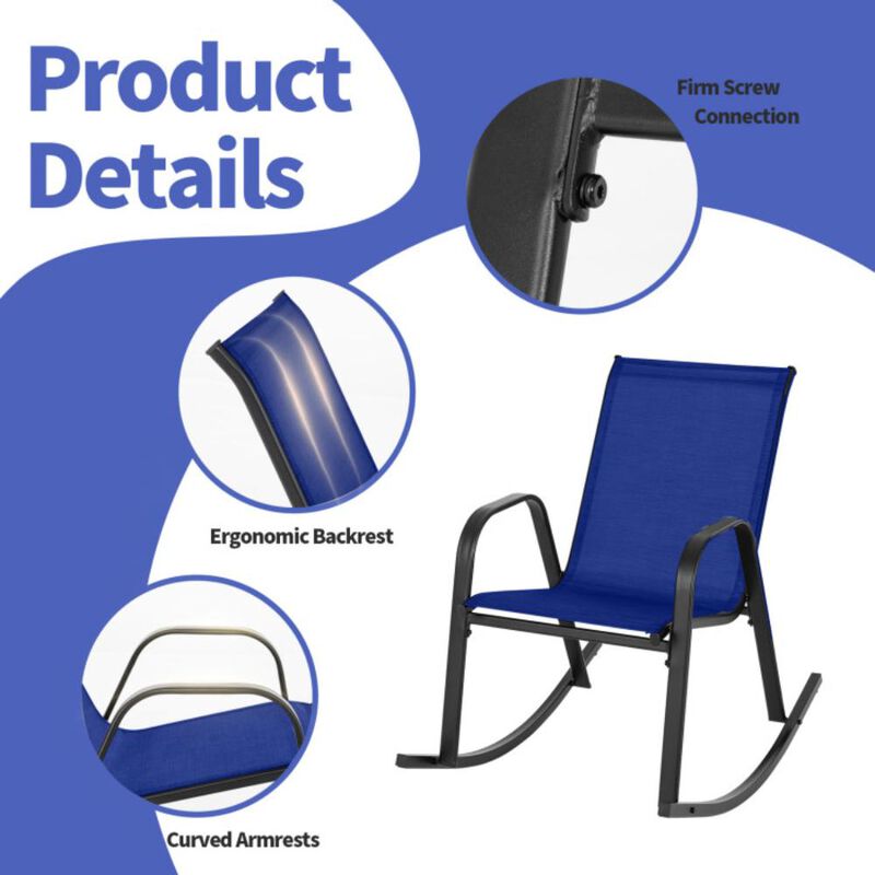 Hivvago Set of 2 Metal Patio Rocking Chair with Breathable Seat Fabric