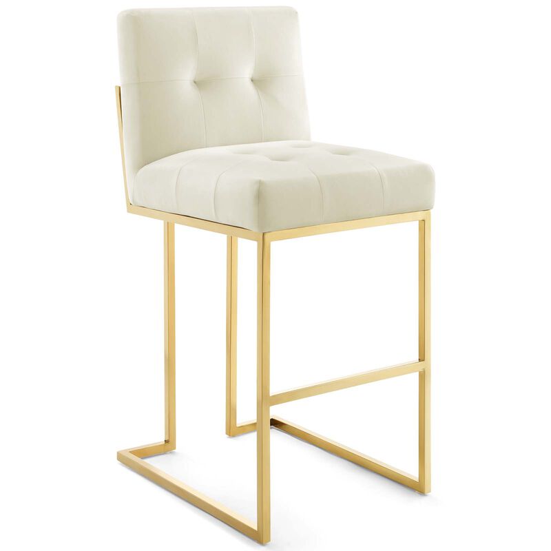 Privy Gold Stainless Steel Performance Velvet Bar Stool Set of 2 image number 2