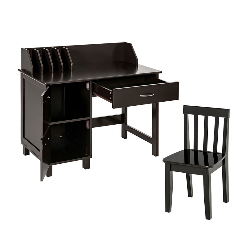 Multi-Functional Wooden Kids Desk Set with Drawer and Storage