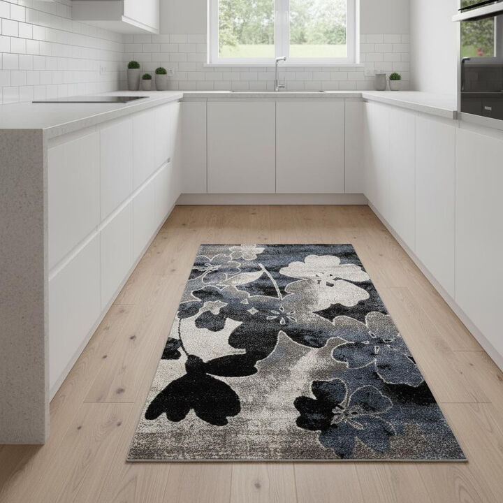 HomeRoots Botanical Leaves Runner Rug