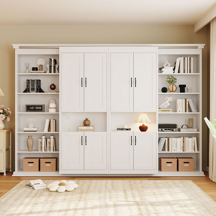 Merax Queen-Size Murphy Bed with Sliding Storage Cabinets