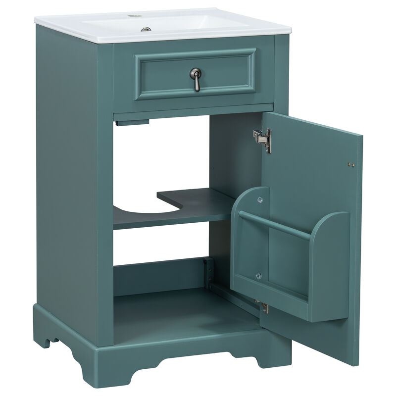 Small Bathroom Vanity: 20-Inch with Ceramic Sink and Soft Close Door