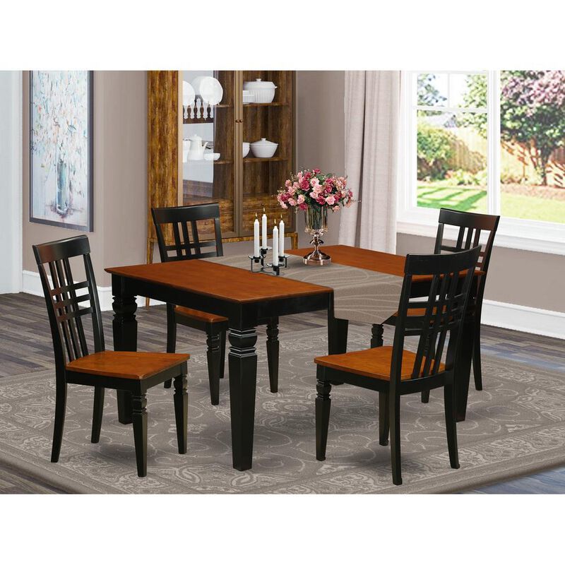 5 Pc Dining set with a Dinning Table and 4 Wood Dining Chairs in Black
