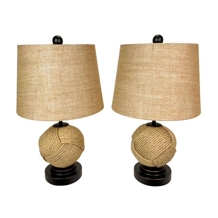 Set Of 2 Nautical Rope Table Lamps 225 Coastal Beach Decor Accent Lighting
