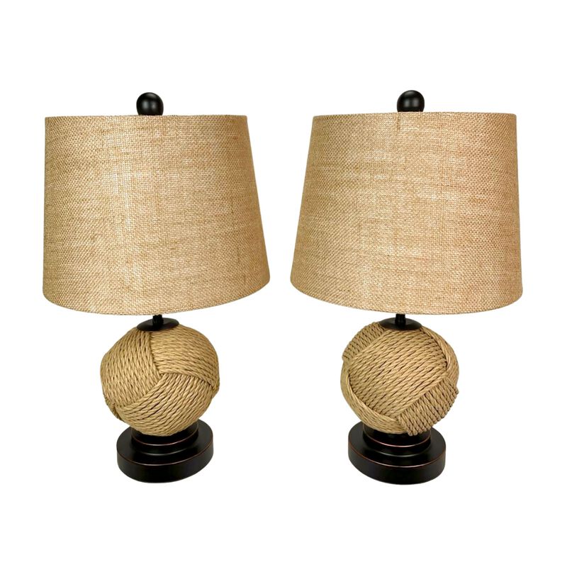 Set Of 2 Nautical Rope Table Lamps 225 Coastal Beach Decor Accent Lighting image number 0