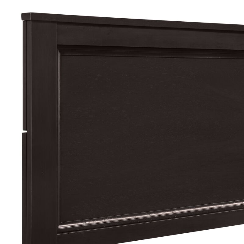 Isla King Size Panel Bed with Low Profile Rubberwood Frame, Dark Brown-Benzara