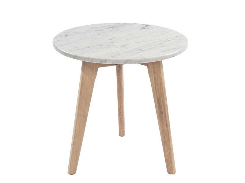 Cherie 15" Round Italian Carrara Side Table image number 0