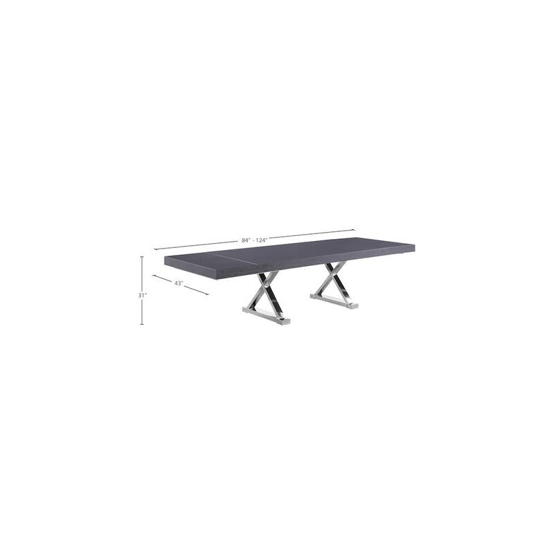 Meridian Furniture Excel Grey Oak Veneer Lacquer Extendable Dining Table