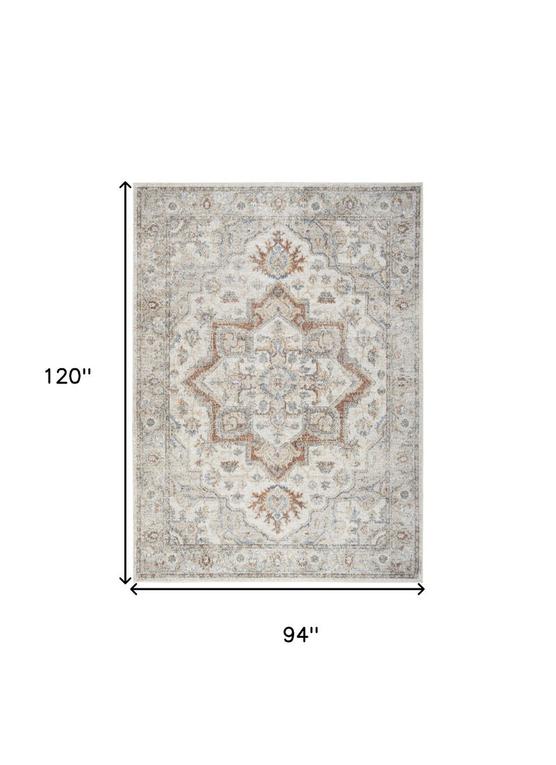 HomeRoots 8' X 10' Gray and Ivory Moroccan Power Loom Washable Area Rug image number 2