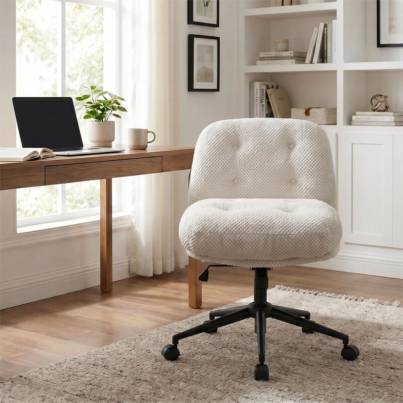 Cross Legged Office Chair No Arms, Adjustable Swivel Wider & Thickened, Ergonomic Desk Chair image number 2