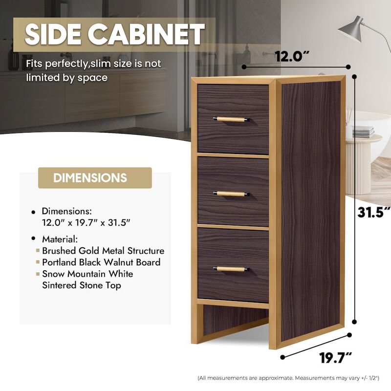 Vinnova Design Toledo 12in. Dark Walnut Storage Cabinet