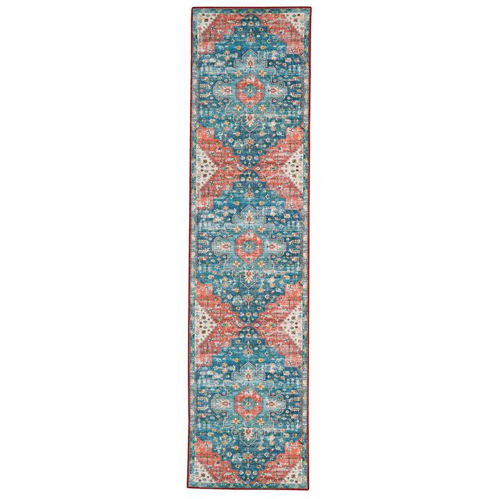Linon Washable Markum Teal/Rust, Rug