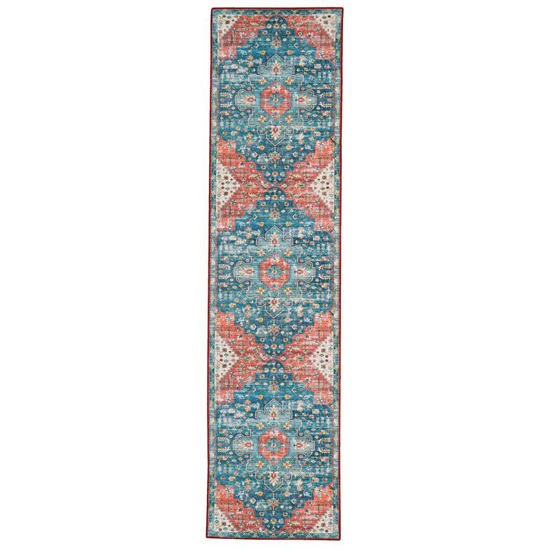 Linon Washable Markum Teal/Rust, Rug image number 0