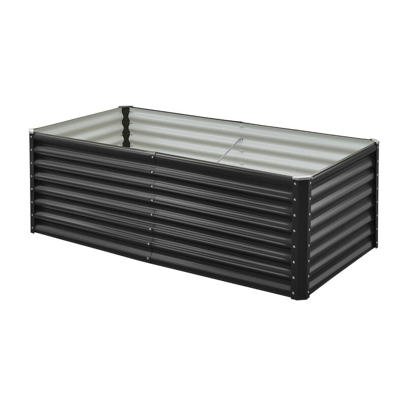 Metal Raised Garden Bed Open Bottom Galvanized Planter for Vegetables Herbs and Flowers-Dark Grey image number 0