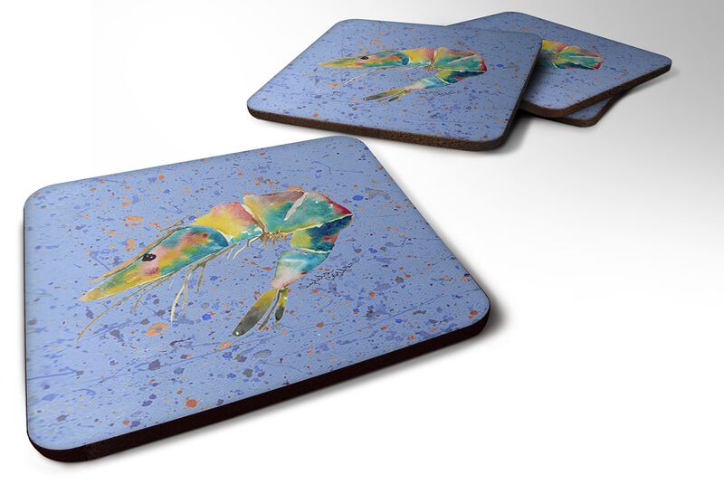 Caroline's Treasures 8459FC Shrimp Foam Coasters (Set of 4), 3.5 H x 3.5 W, Multicolor