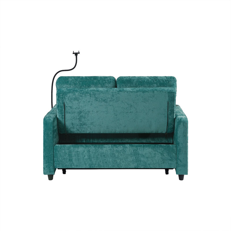 Merax Modern Loveseat Pull-out Sofa Bed with Cup Holders