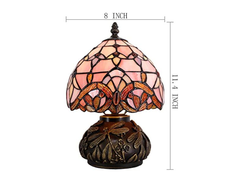 Tiffany Style Stained Glass Mushroom Accent Lamp For Office Pink image number 2