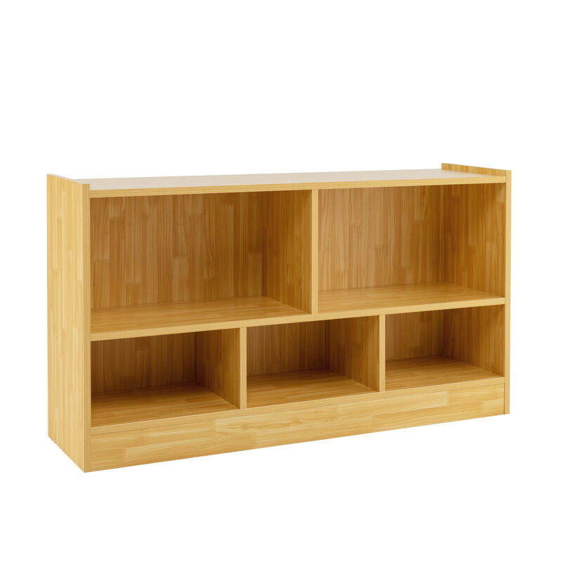Kids 2-Shelf Bookcase 5-Cube Wood Toy Storage Cabinet Organizer