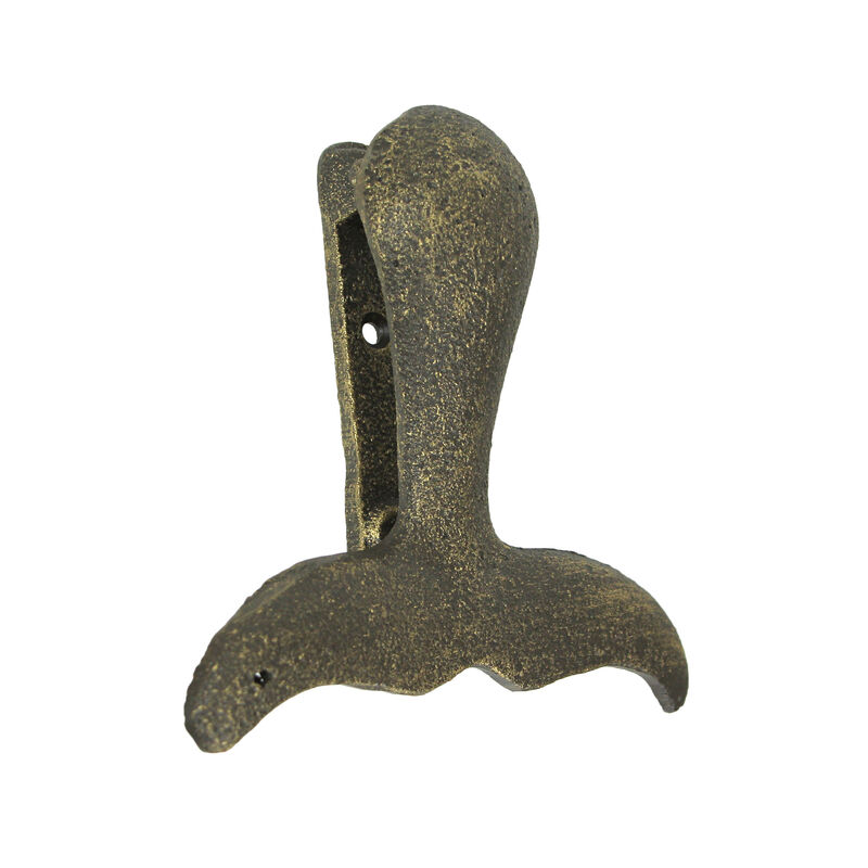 Cast Iron Whale Tail Door Knocker Bronze Decorative Coastal Accent Nautical image number 0