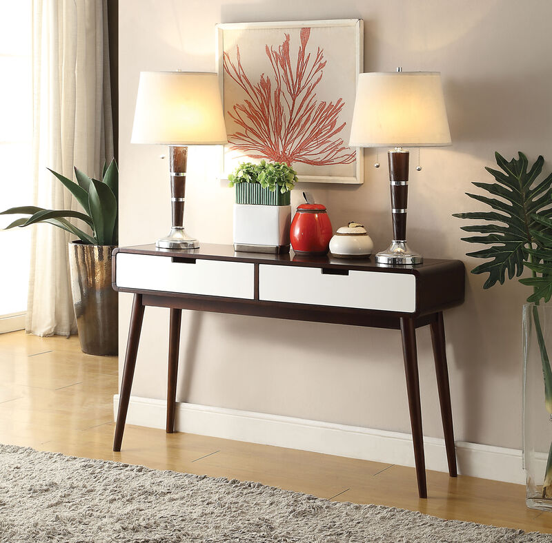 ACME Christa Sofa Table, Espresso & White