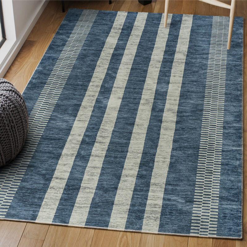 Vichy Geometric Striped Machine Washable Area Rug