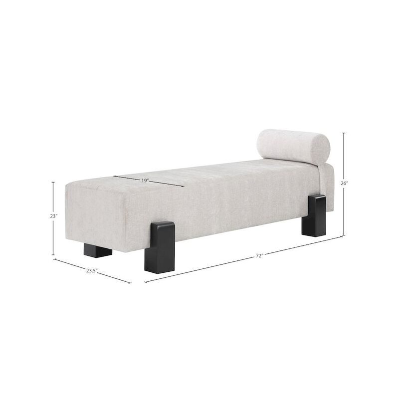 Meridian Furniture Edison Light Grey Chenille Fabric Bench