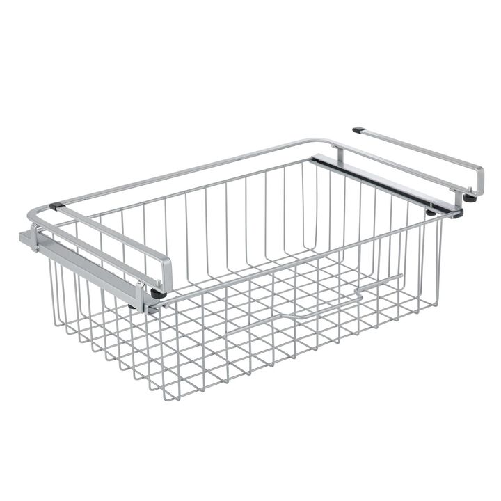 mDesign Large Wire Hanging Drawer Basket, Attach to Shelf, 4 Pack - Black