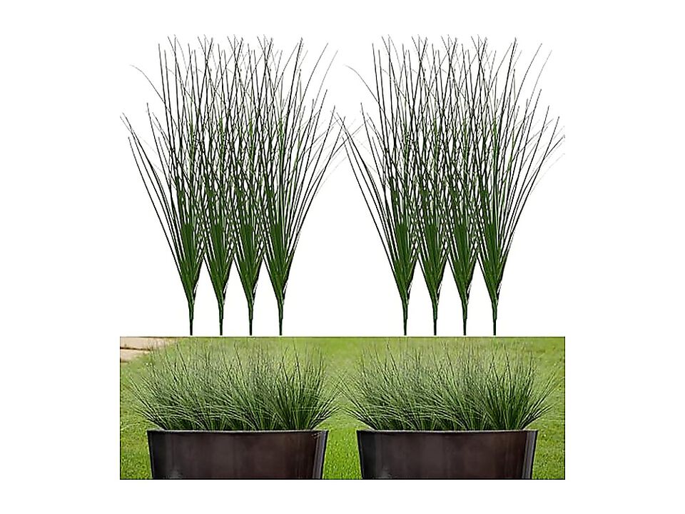 8 Pack 17 Inch Artificial Plants Wheat Grass Greenery Plastic Outdoor Decor