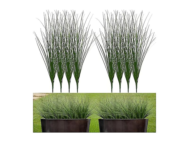 8 Pack 17 Inch Artificial Plants Wheat Grass Greenery Plastic Outdoor Decor image number 1