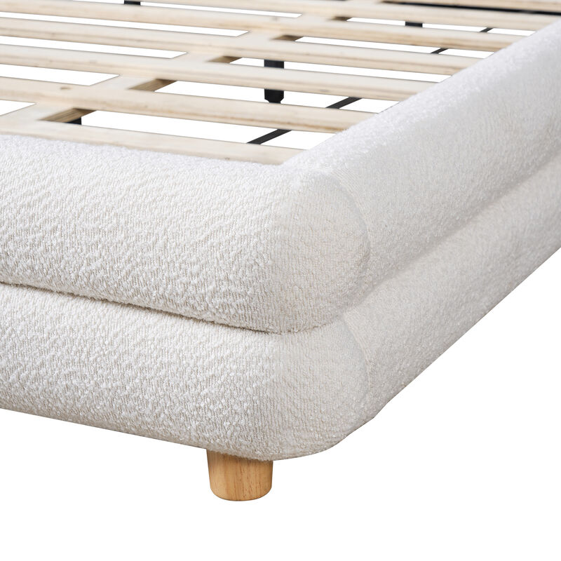 Christopher Knight Home Paul Boucle Upholstered Bed with Thick Curved Headboard Design image number 8