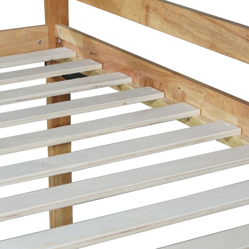 Whisen Rubber Wooden Twin over Twin Loft Bed with Ladder ,Upper and Bottom Bed Platforms crafted with Strengthened Slats