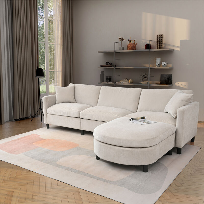 107.8" Sectional Sofa Couch 1 Ottoman image number 1