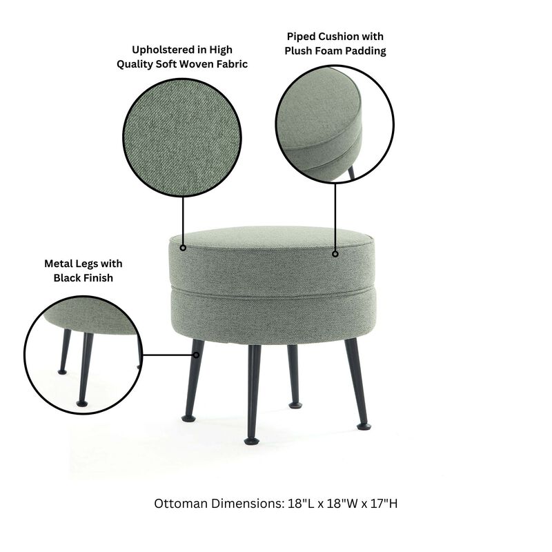 Bailey Green and Black Ottoman