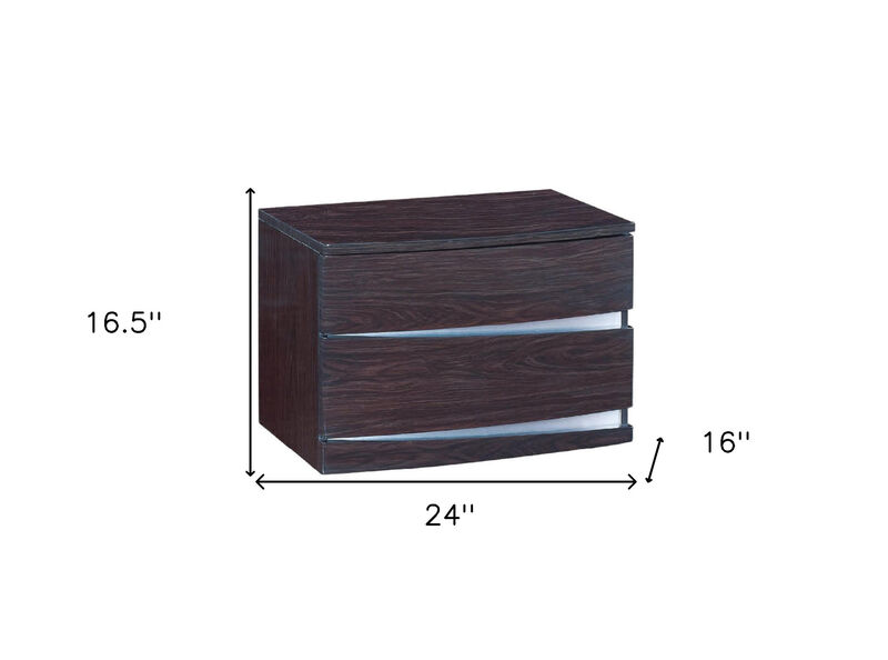 Contemporary 2-Drawer Nightstand – Mirrored Accent Bedside Cabinet