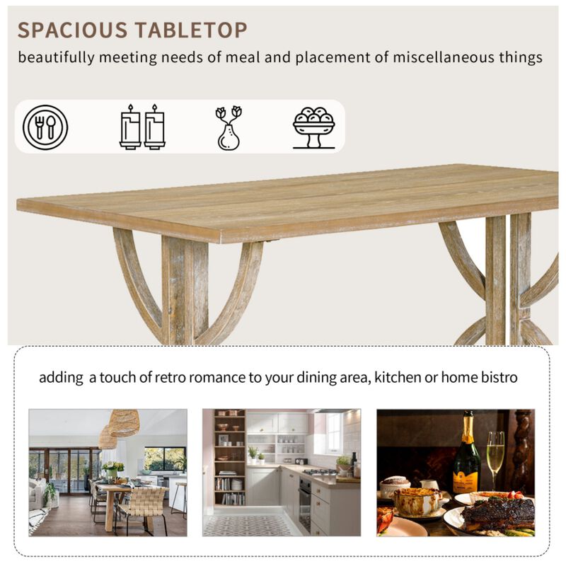 Poxtug Retro Farmhouse Rectangular Dining Set image number 5