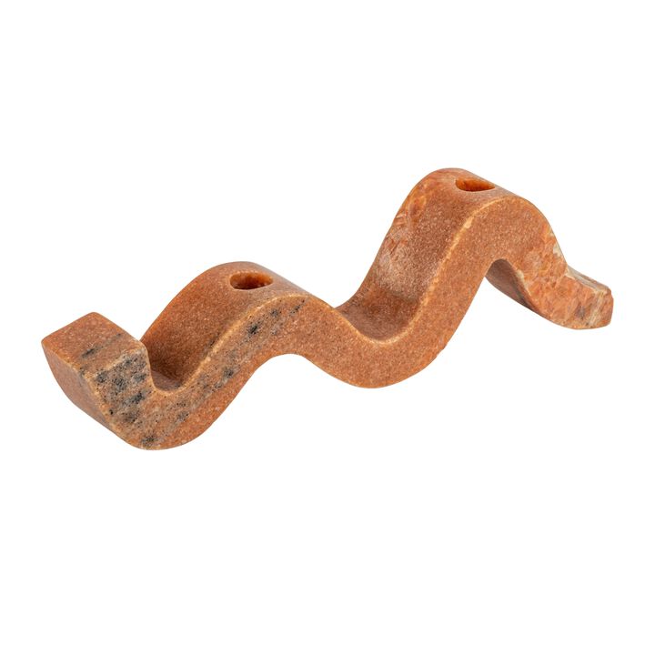 Marble Wave Double Taper Candle Holder, Brown Forest