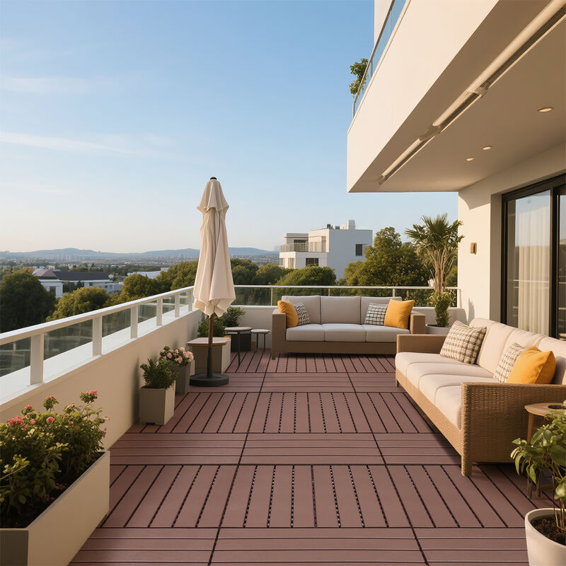Plastic Interlocking Deck Tiles, 24 Pack Patio Flooring Waterproof Outdoor Indoor Flooring Deck Tiles, Patio Floor Decking Tiles image number 7