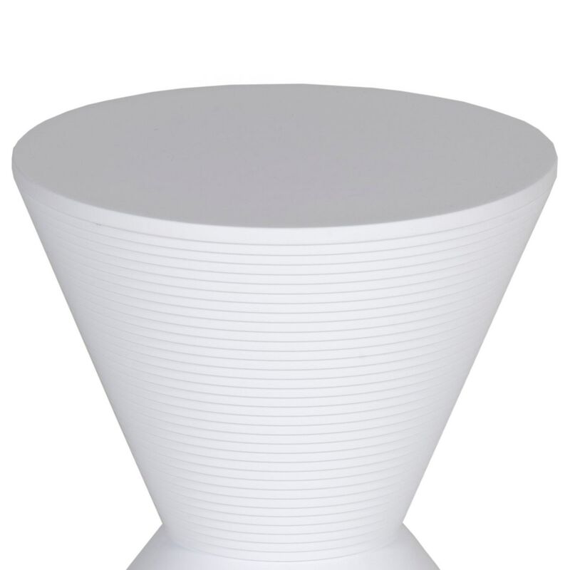 Hillary 17 Inch Side Table, Indoor Outdoor, Hourglass Shape, White Finish