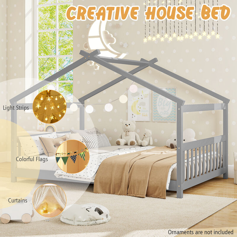 House Bed Frame with Headboard for Kids Bedroom image number 4