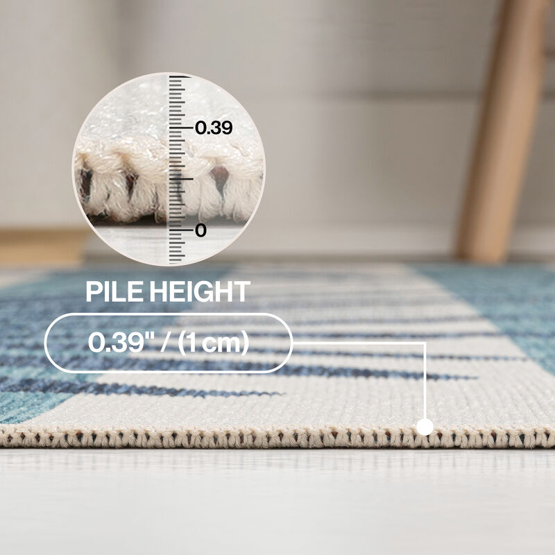 Veronica Classic Beach Stripe and Palm Leaf Indoor/Outdoor Area Rug